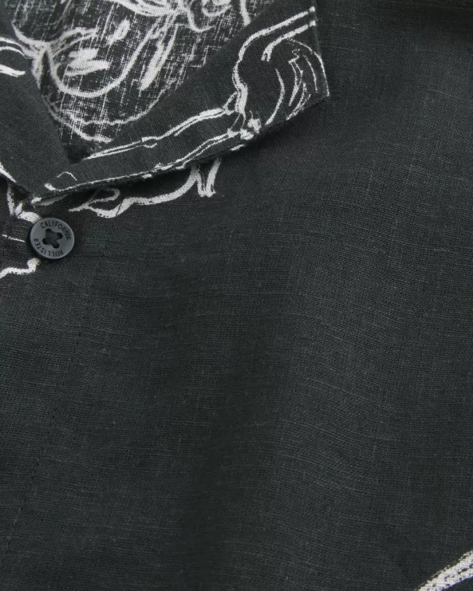 Boxy Short-Sleeve Linen-Blend Shirt,Boxy Short-Sleeve Linen-Blend Shirt