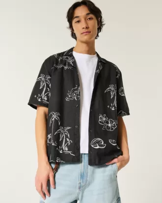 Boxy Short-Sleeve Linen-Blend Shirt,Boxy Short-Sleeve Linen-Blend Shirt Boxy Short-Sleeve Linen-Blend Shirt,Boxy Short-Sleeve Linen-Blend Shirt