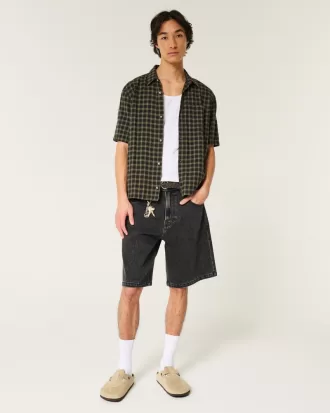 Boxy Short-Sleeve Plaid Shirt,Boxy Short-Sleeve Plaid Shirt Boxy Short-Sleeve Plaid Shirt,Boxy Short-Sleeve Plaid Shirt