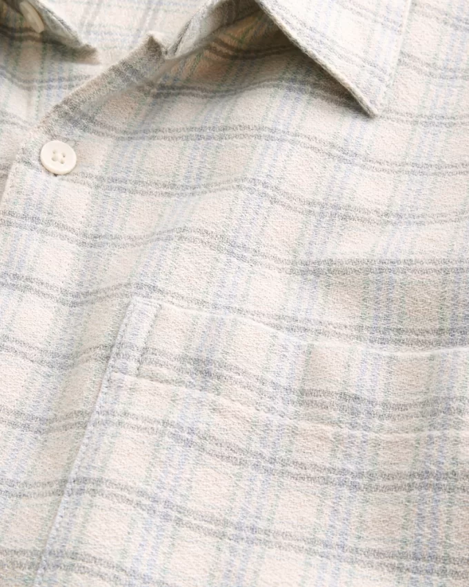 Boxy Short-Sleeve Plaid Shirt,Boxy Short-Sleeve Plaid Shirt