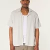 Boxy Short-Sleeve Textured Shirt,Boxy Short-Sleeve Textured Shirt Boxy Short-Sleeve Textured Shirt,Boxy Short-Sleeve Textured Shirt