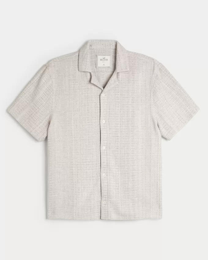 Boxy Short-Sleeve Textured Shirt,Boxy Short-Sleeve Textured Shirt Boxy Short-Sleeve Textured Shirt,Boxy Short-Sleeve Textured Shirt