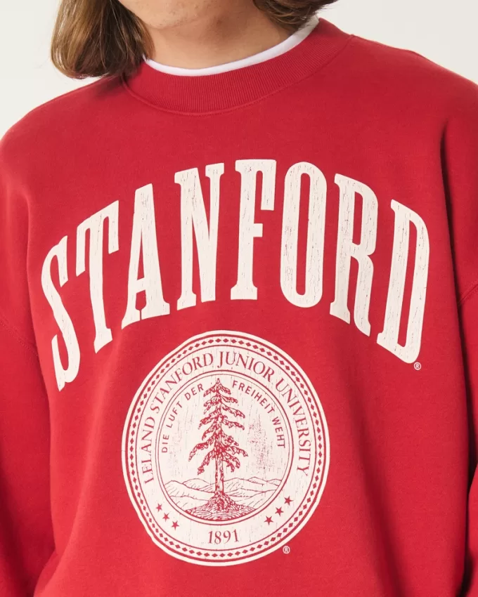 Boxy Stanford University Graphic Crew Sweatshirt,Boxy Stanford University Graphic Crew Sweatshirt