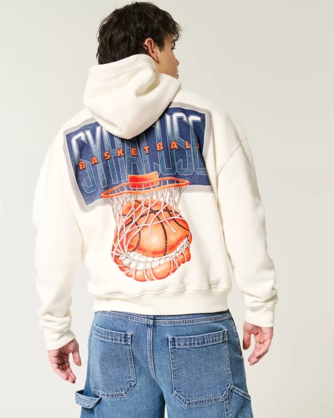 Boxy Syracuse Basketball Graphic Hoodie,Boxy Syracuse Basketball Graphic Hoodie