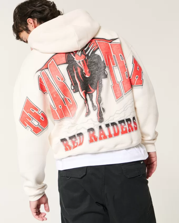 Boxy Texas Tech Graphic Hoodie,Boxy Texas Tech Graphic Hoodie