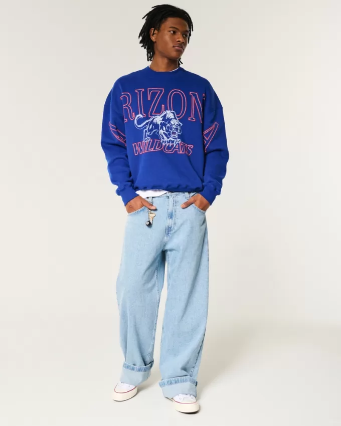 Boxy University of Arizona Wildcats Graphic Crew Sweatshirt,Boxy University of Arizona Wildcats Graphic Crew Sweatshirt