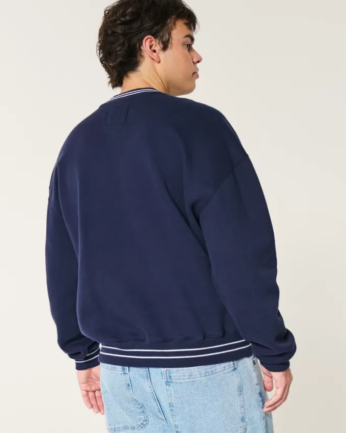 Boxy University of Illinois Fighting Illini Graphic Crew Sweatshirt,Boxy University of Illinois Fighting Illini Graphic Crew Sweatshirt