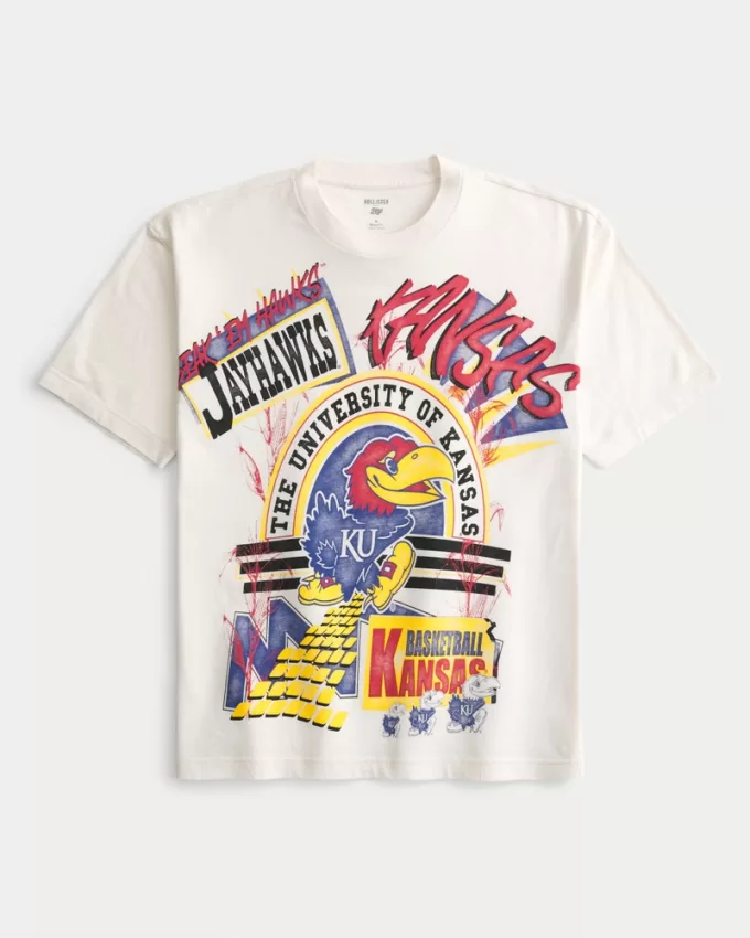 Boxy University of Kansas Jayhawks Graphic Tee,Boxy University of Kansas Jayhawks Graphic Tee