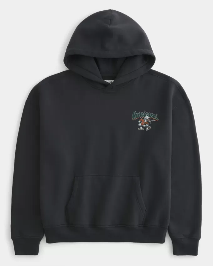 Boxy University of Miami Graphic Hoodie,Boxy University of Miami Graphic Hoodie