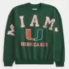Boxy University of Miami Hurricanes Graphic Crew Sweatshirt,Boxy University of Miami Hurricanes Graphic Crew Sweatshirt