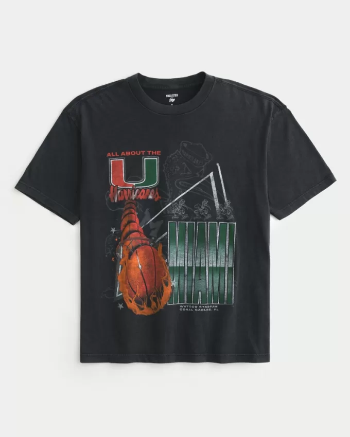 Boxy University of Miami Hurricanes Graphic Tee,Boxy University of Miami Hurricanes Graphic Tee