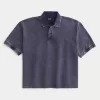 Boxy Washed Crop Polo,Boxy Washed Crop Polo