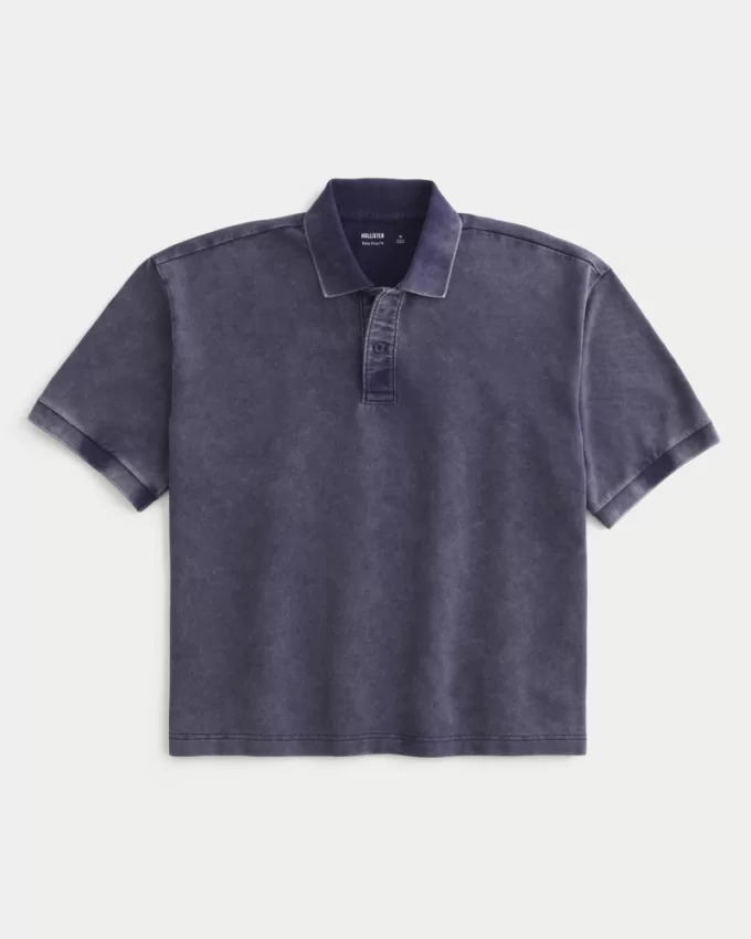 Boxy Washed Crop Polo,Boxy Washed Crop Polo