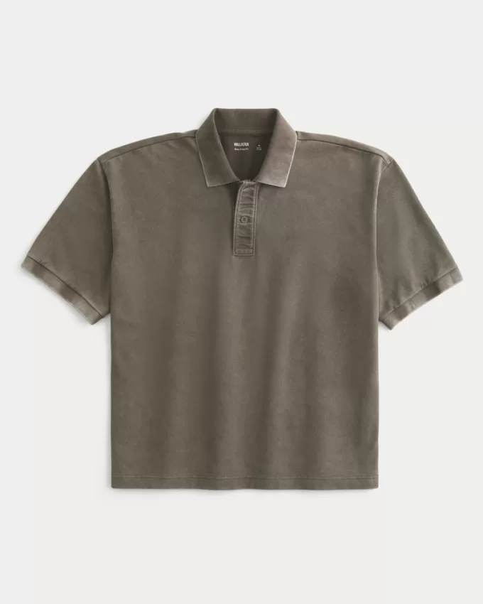 Boxy Washed Crop Polo,Boxy Washed Crop Polo