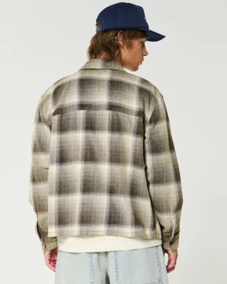 Boxy Washed Flannel Shirt,Boxy Washed Flannel Shirt