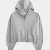 Boxy Zip-Up Sweater Hoodie,Boxy Zip-Up Sweater Hoodie
