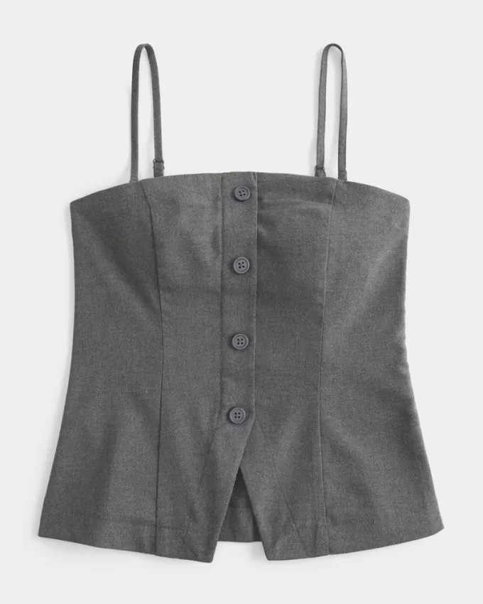 Button-Through Tube Top,Button-Through Tube Top