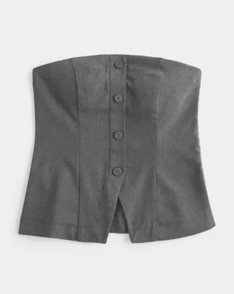 Button-Through Tube Top,Button-Through Tube Top