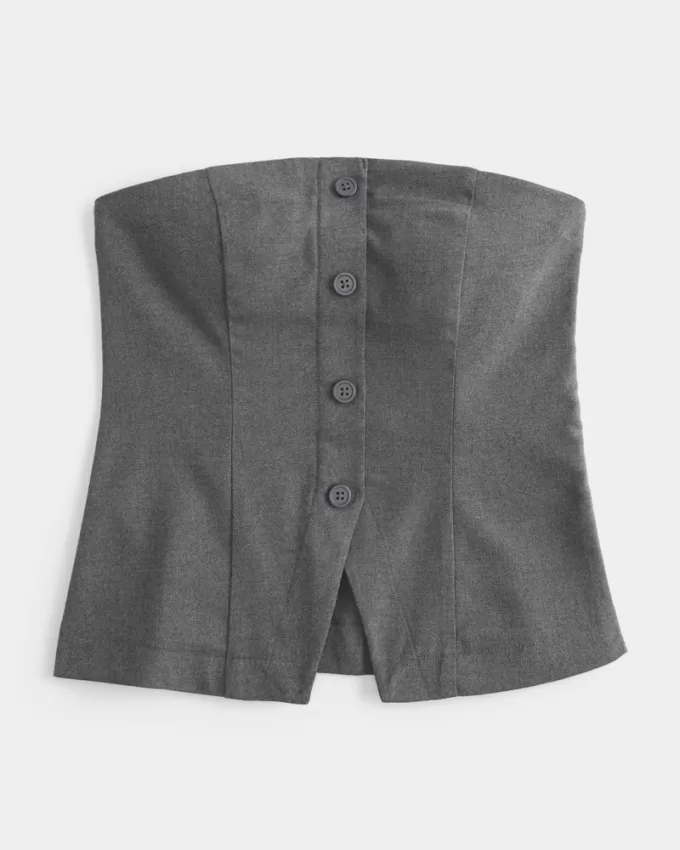 Button-Through Tube Top,Button-Through Tube Top