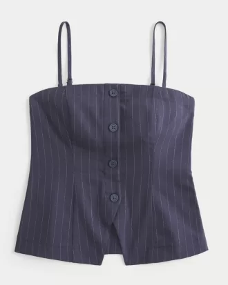 Button-Through Tube Top,Button-Through Tube Top