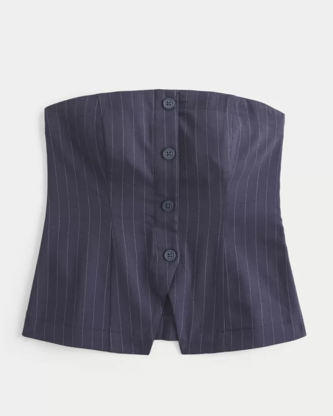 Button-Through Tube Top,Button-Through Tube Top