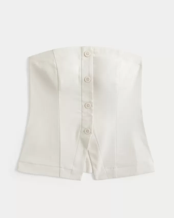 Button-Through Tube Top,Button-Through Tube Top