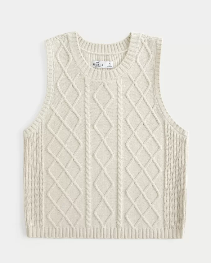 Cable-Knit Crew Sweater Vest,Cable-Knit Crew Sweater Vest