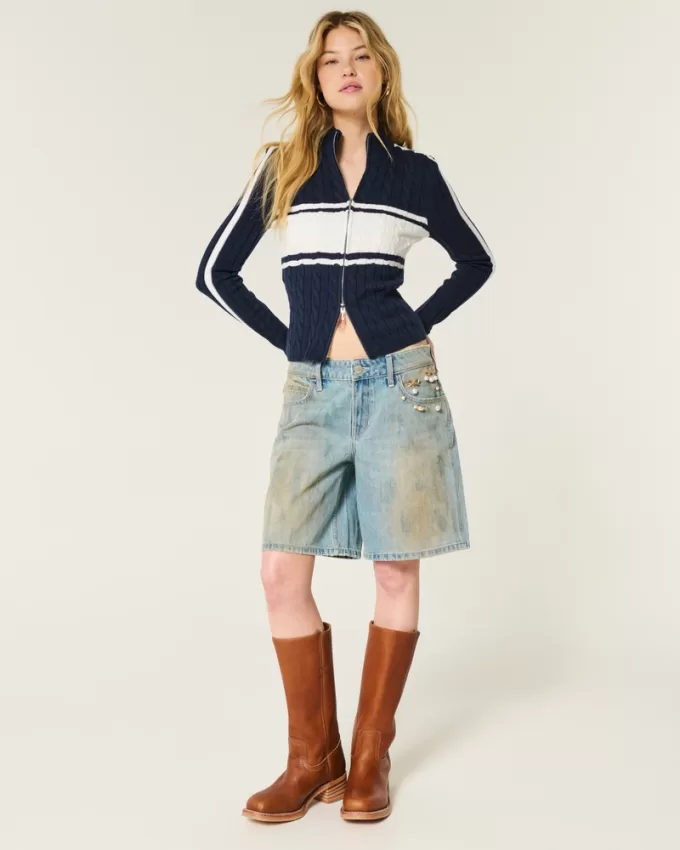 Cable-Knit Zip-Up Sweater,Cable-Knit Zip-Up Sweater