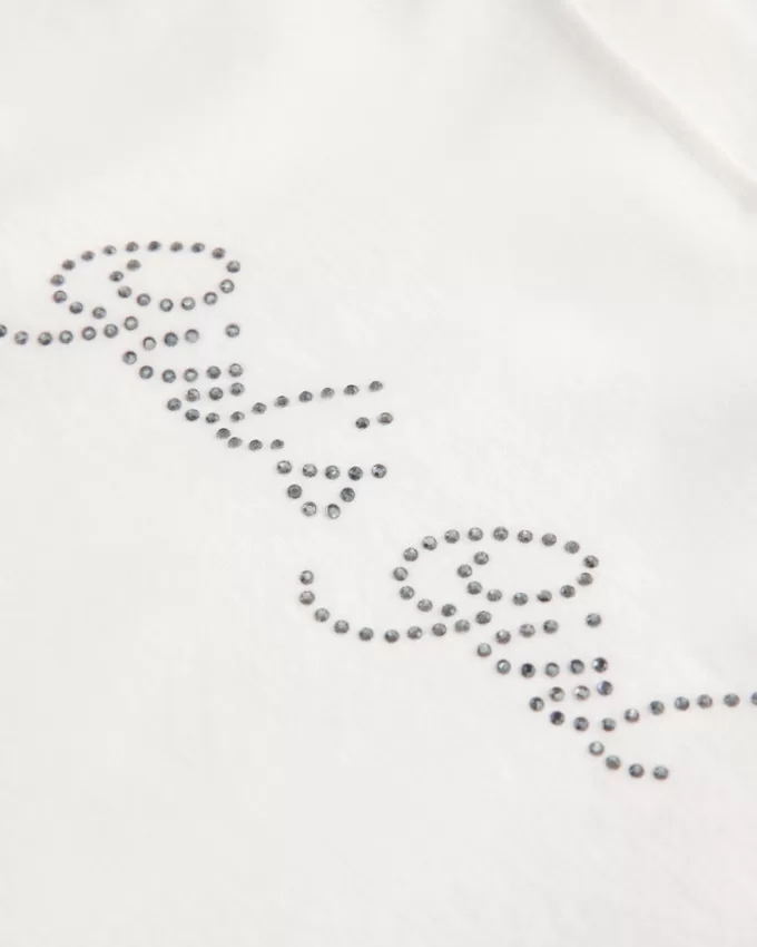 Cap Sleeve Shimmer Graphic Baby Tee,Cap Sleeve Shimmer Graphic Baby Tee