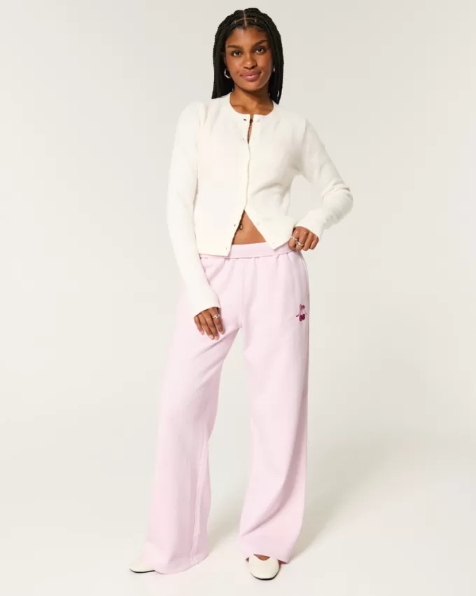 Cherry Graphic Wide-Leg Sweatpants,Cherry Graphic Wide-Leg Sweatpants