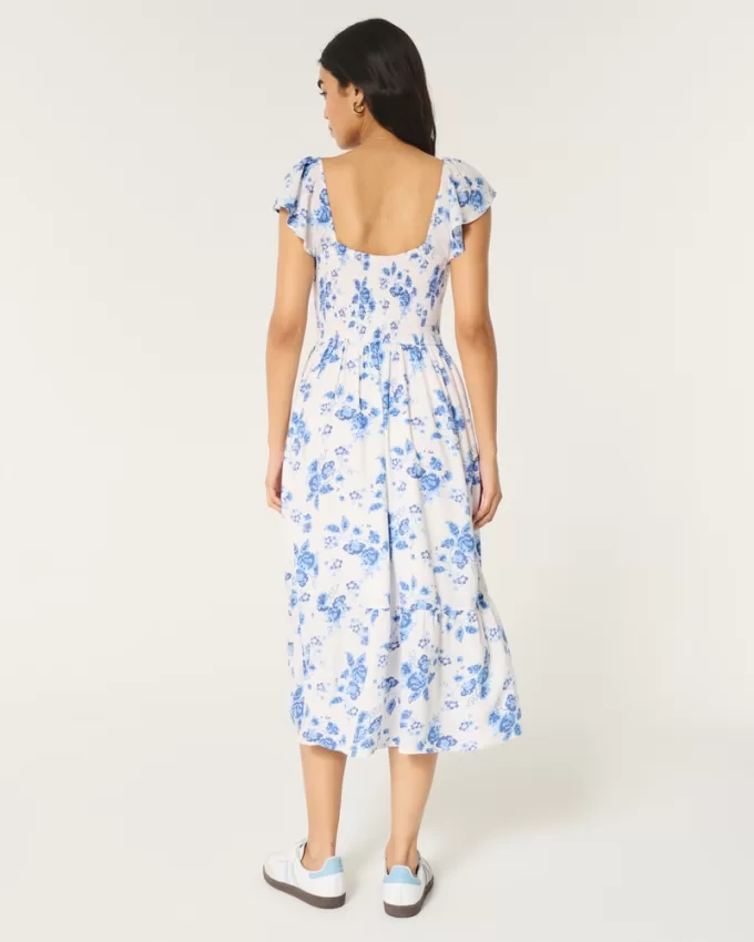 Cinch Bust V-Waist Midi Dress,Cinch Bust V-Waist Midi Dress