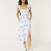 Cinch Bust V-Waist Midi Dress,Cinch Bust V-Waist Midi Dress