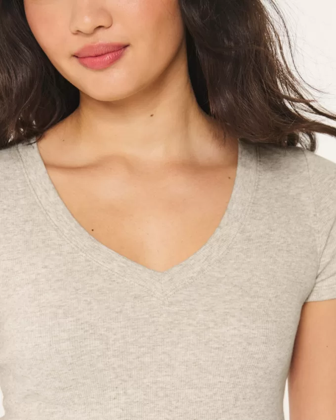 Cotton Blend V-Neck Baby Tee,Cotton Blend V-Neck Baby Tee Cotton Blend V-Neck Baby Tee,Cotton Blend V-Neck Baby Tee