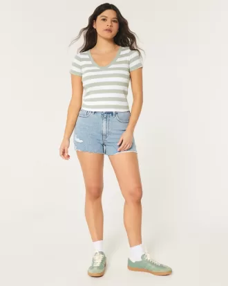 Cotton Blend V-Neck Baby Tee,Cotton Blend V-Neck Baby Tee Cotton Blend V-Neck Baby Tee,Cotton Blend V-Neck Baby Tee