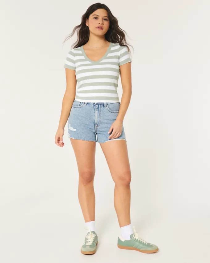 Cotton Blend V-Neck Baby Tee,Cotton Blend V-Neck Baby Tee Cotton Blend V-Neck Baby Tee,Cotton Blend V-Neck Baby Tee