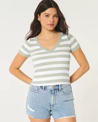 Cotton Blend V-Neck Baby Tee,Cotton Blend V-Neck Baby Tee Cotton Blend V-Neck Baby Tee,Cotton Blend V-Neck Baby Tee