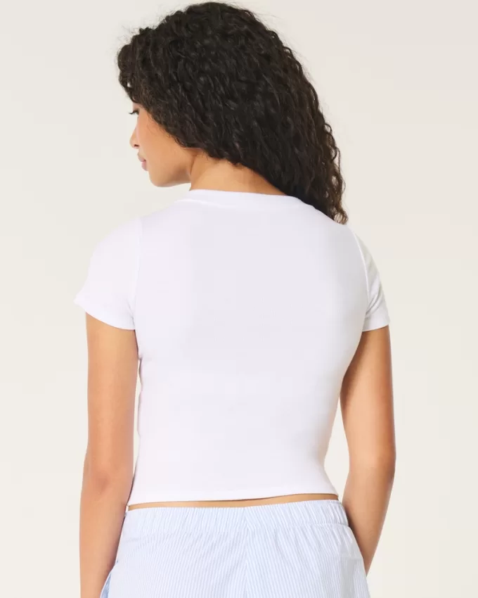 Cotton Blend V-Neck Baby Tee,Cotton Blend V-Neck Baby Tee Cotton Blend V-Neck Baby Tee,Cotton Blend V-Neck Baby Tee