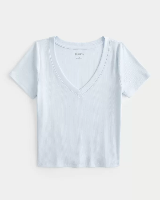 Cotton Blend V-Neck Baby Tee,Cotton Blend V-Neck Baby Tee Cotton Blend V-Neck Baby Tee,Cotton Blend V-Neck Baby Tee