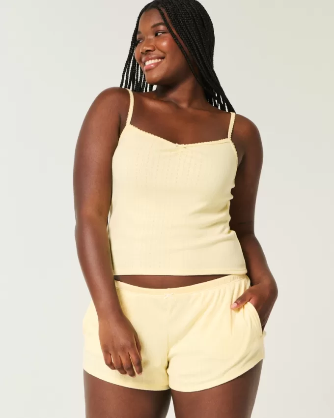 Cozy Pointelle Bow Shortie,Cozy Pointelle Bow Shortie Cozy Pointelle Bow Shortie,Cozy Pointelle Bow Shortie