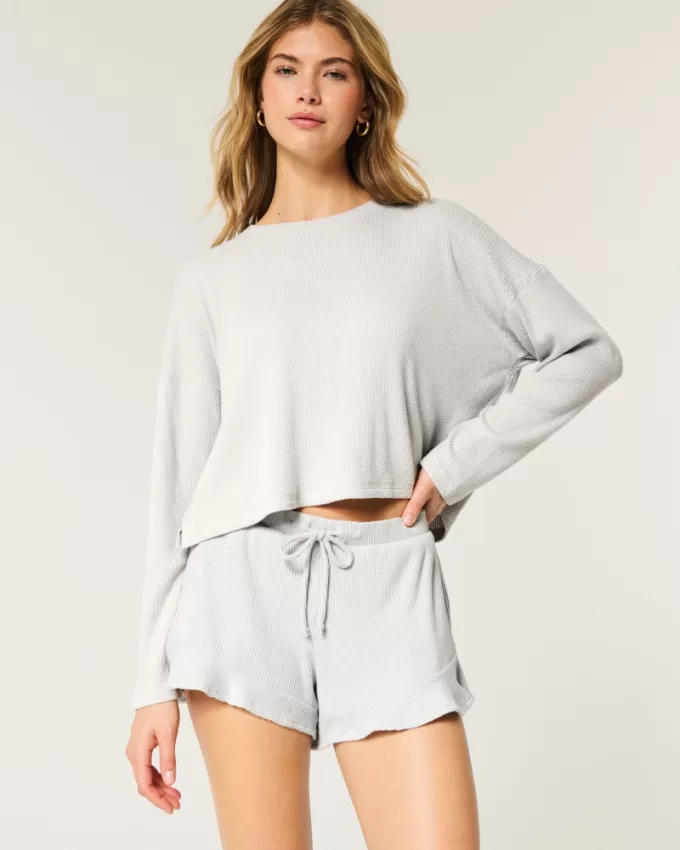 Cozy Ribbed Top & Shorts Set,Cozy Ribbed Top & Shorts Set Cozy Ribbed Top & Shorts Set,Cozy Ribbed Top & Shorts Set