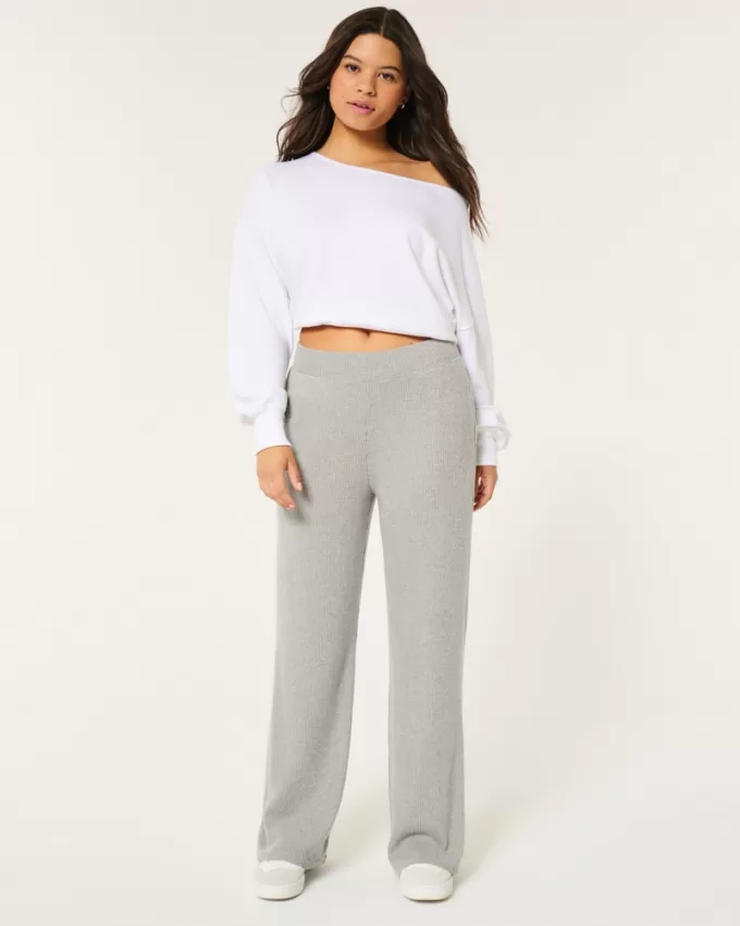 Cozy Ribbed Wide-Leg Pants,Cozy Ribbed Wide-Leg Pants Cozy Ribbed Wide-Leg Pants,Cozy Ribbed Wide-Leg Pants
