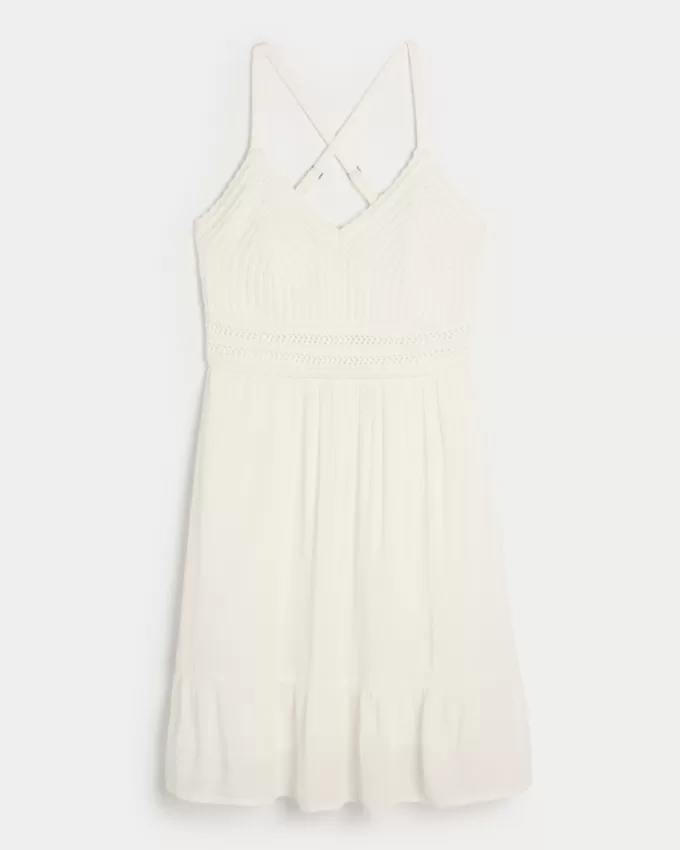 Crochet-Style Mix Mini Dress,Crochet-Style Mix Mini Dress Crochet-Style Mix Mini Dress,Crochet-Style Mix Mini Dress