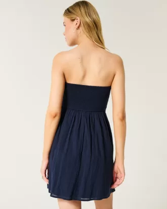 Crochet-Style Mix Strapless Mini Dress,Crochet-Style Mix Strapless Mini Dress Crochet-Style Mix Strapless Mini Dress,Crochet-Style Mix Strapless Mini Dress