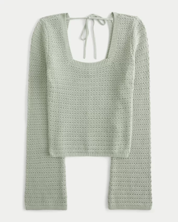 Crochet-Style Square-Neck Top,Crochet-Style Square-Neck Top Crochet-Style Square-Neck Top,Crochet-Style Square-Neck Top