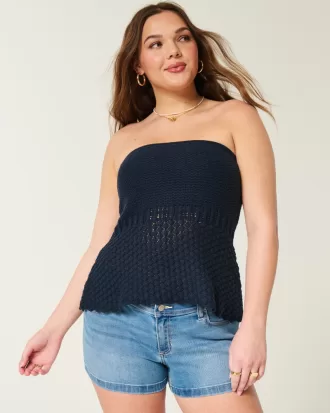 Crochet-Style Sweater Tube Top,Crochet-Style Sweater Tube Top