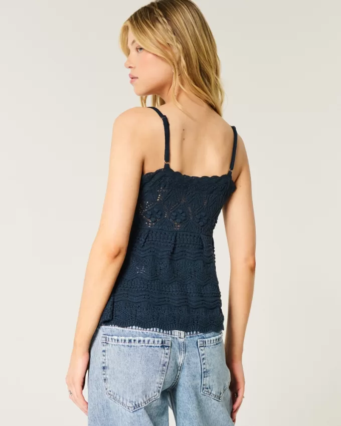 Crochet-Style Tie-Front Sweater Tank,Crochet-Style Tie-Front Sweater Tank Crochet-Style Tie-Front Sweater Tank,Crochet-Style Tie-Front Sweater Tank