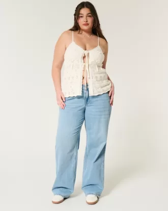 Crochet-Style Tie-Front Sweater Tank,Crochet-Style Tie-Front Sweater Tank