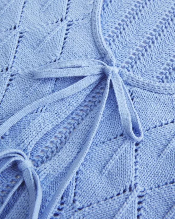 Crochet-Style Tie-Front Textured Sweater,Crochet-Style Tie-Front Textured Sweater Crochet-Style Tie-Front Textured Sweater,Crochet-Style Tie-Front Textured Sweater