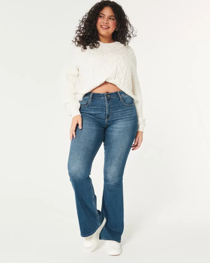 Curvy High-Rise Medium Wash Flare Jeans,Curvy High-Rise Medium Wash Flare Jeans Curvy High-Rise Medium Wash Flare Jeans,Curvy High-Rise Medium Wash Flare Jeans
