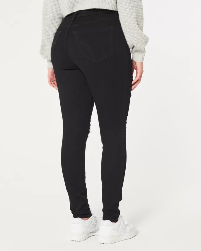Curvy High-Rise Ripped Black Super Skinny Jeans,Curvy High-Rise Ripped Black Super Skinny Jeans